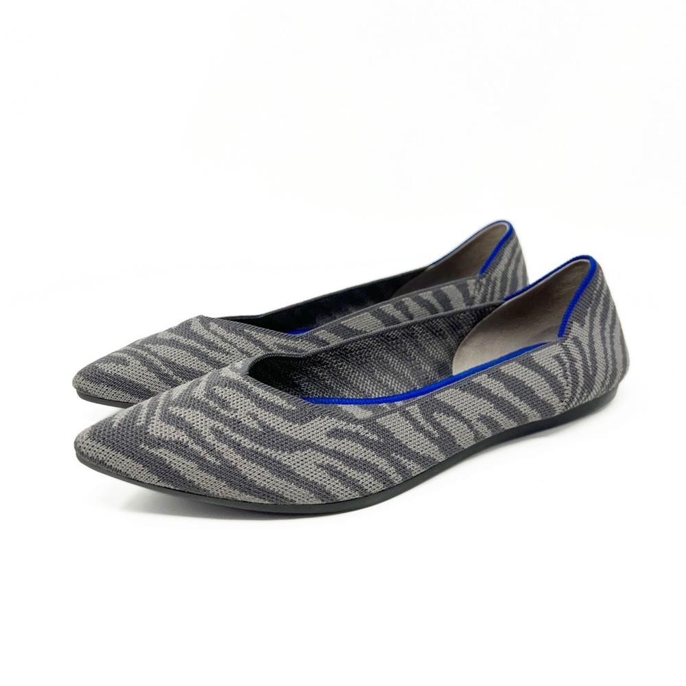 SOLD! Rothy's Retired The Point Grey Zebra Shoes Slip On Ballet Flats Womens 9.5 - Picture 4 of 13